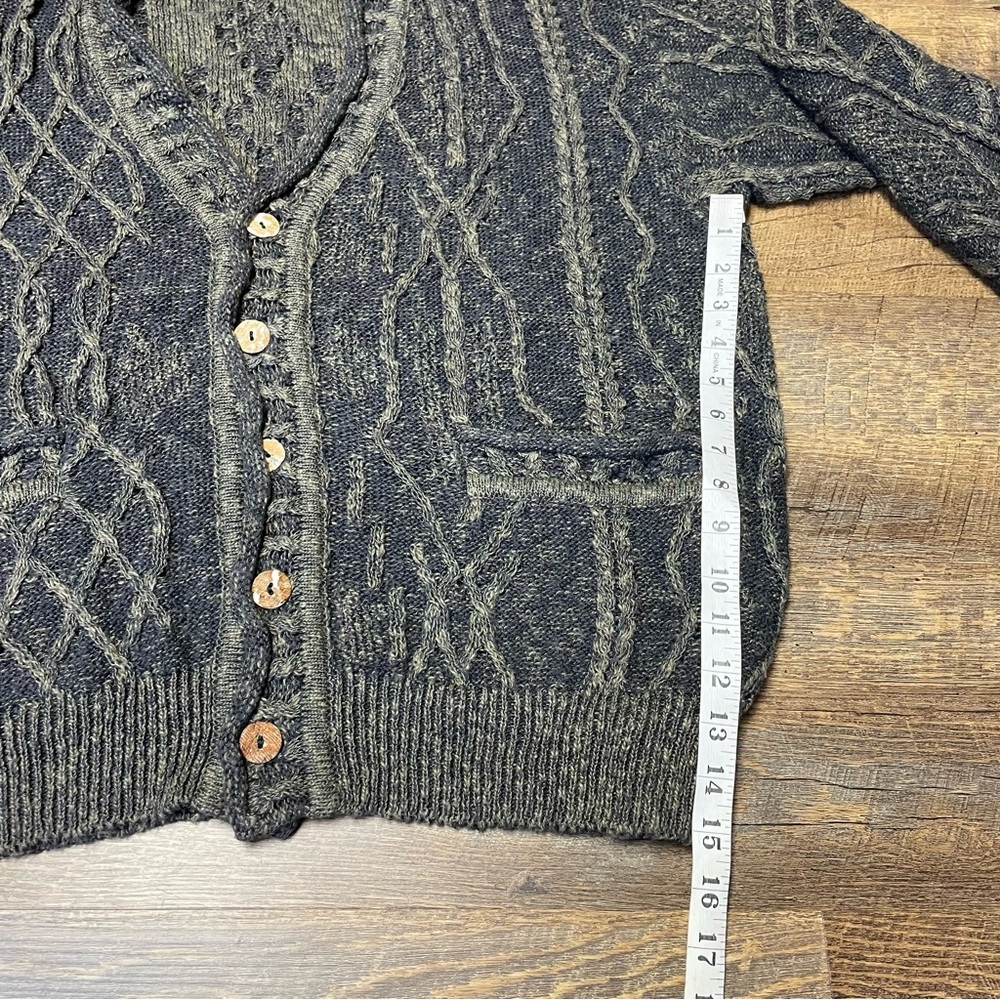 VTG Naturals By COOGI Australia Earth Tone 3D Knit Sweater Linen Cotton Cardigan - Picture 8 of 13